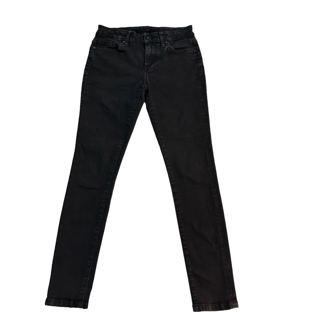 Joes Jeans Women Black Wash Jeans Sz 24x28 Skinny Stretch Denim Mid-Rise EUC